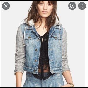 Free people denim knit hoodie.
